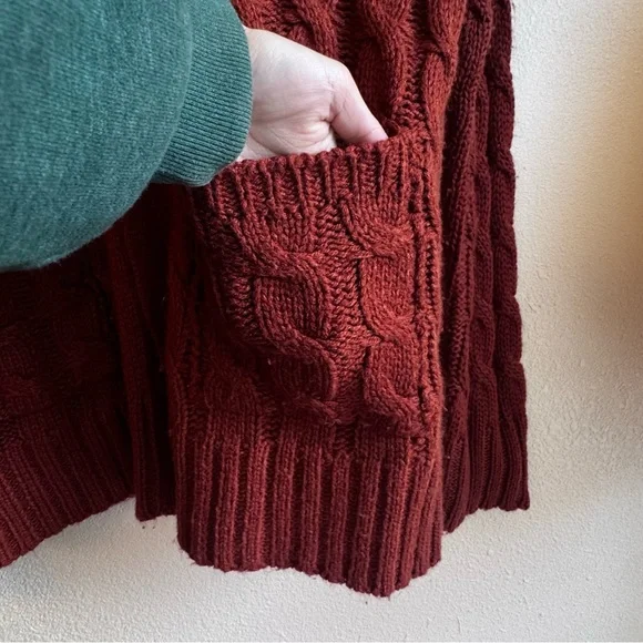 Brave Soul London Brick Orange Cable Knit Cardigan Sweater Sz: Small Cozycore - Picture 7 of 9